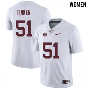 NCAA Women's Alabama Crimson Tide #51 Carson Tinker Stitched College Nike Authentic White Football Jersey KF17E70QL